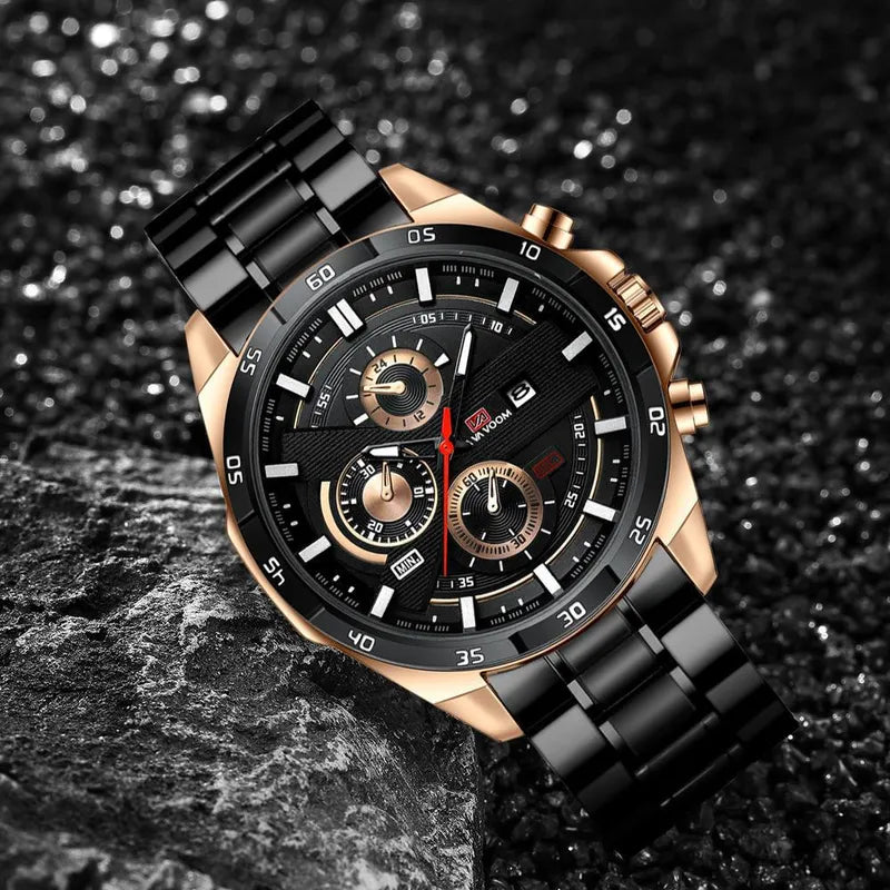 Reloj negro y fashion dorado hombre