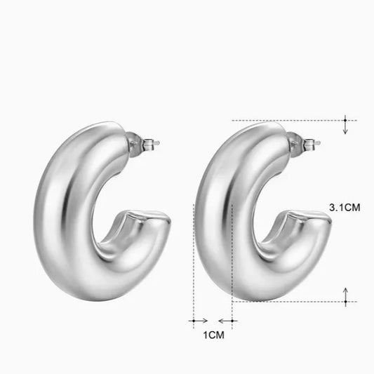 Arracadas Forma De C Enchapado Acero Inoxidable