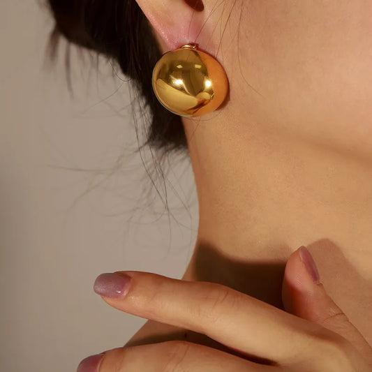 Aretes Bola Elegante Acero Titanio