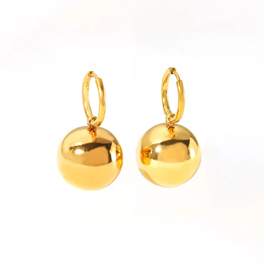 Aretes Bola Dorado Acero Inoxidable