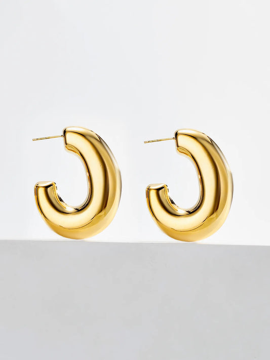 Aretes Gruesos Dorados Acero Inoxidable