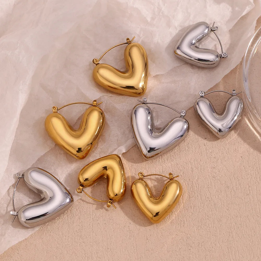 Aretes Forma Corazón Acero Inoxidable