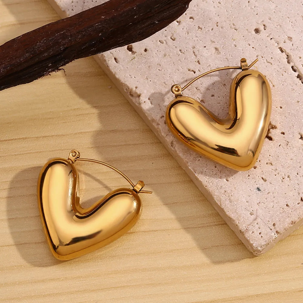 Aretes Forma Corazón Acero Inoxidable