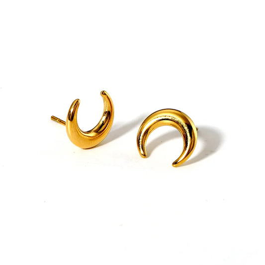 Aretes Luna Dorado Acero Inoxidable