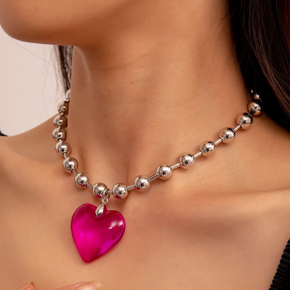 Collar Vintage Corazón Rosa