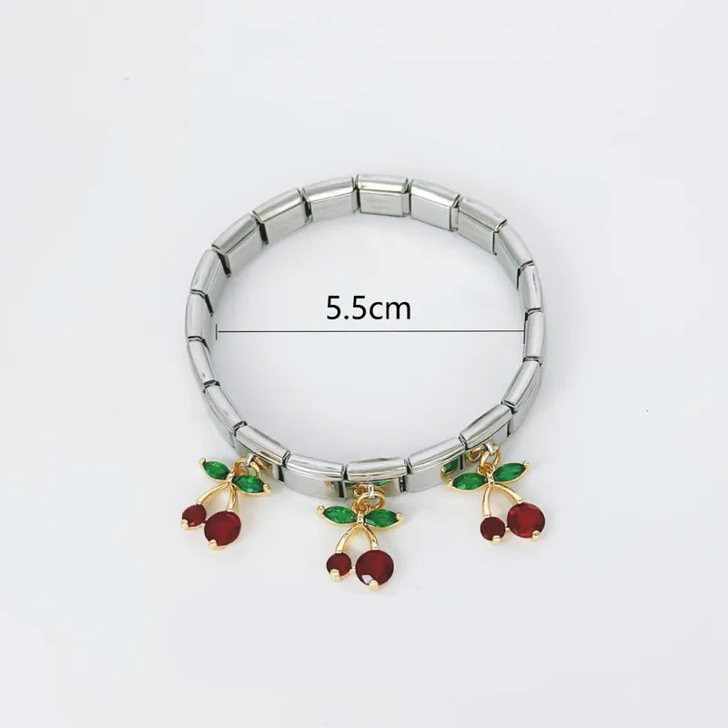 Pulsera Italiana Cerezas Acero Inoxidable