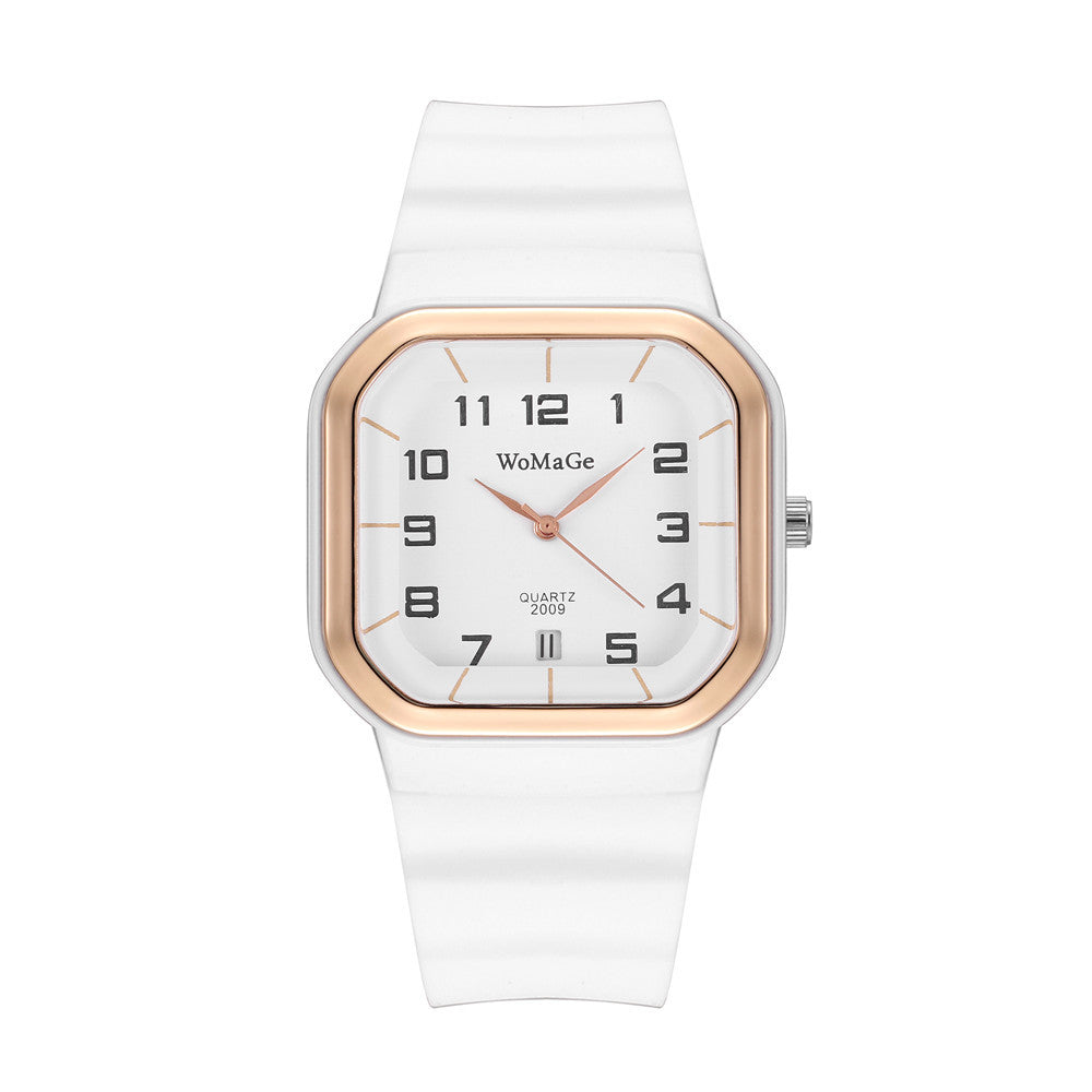 Reloj Cuadrado Blanco Oro Rosado